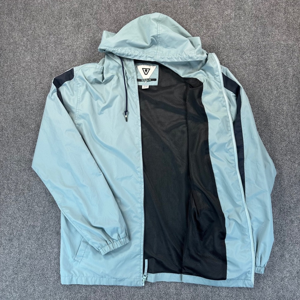 VISSLA The Trip Hooded Windbreaker Jacket VISSLA Men's‎ M Light Blue *Read